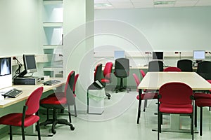 Hospital diagnosis computer room. Medical treatment area