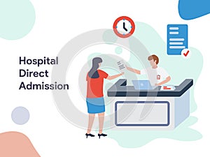 Hospital Direct Admission illlustration. Modern flat design style for website and mobile website.Vector illustration