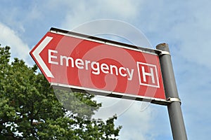 Hospital emergency street sign