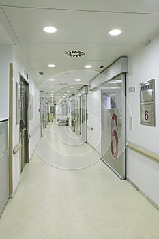 Hospital emergency and surgery corridor.