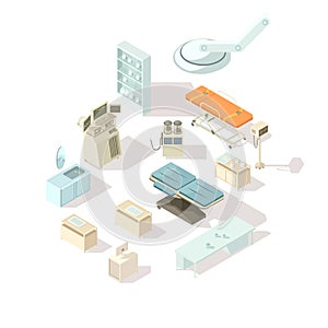 Hospital Equipment Isometric Set