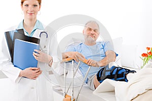 Hospital - female doctor patient broken leg