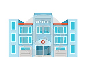 Hospital flat building icon