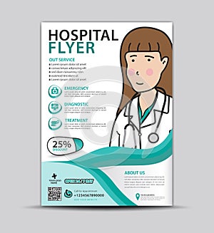 Hospital flyer template, Brochure Cover healthcare, Medical brochure design, leaflets for clinic, pharmacy. leaflet,Medical poster