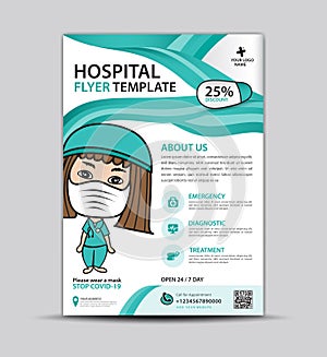 Hospital flyer template, Brochure Cover healthcare, Medical brochure design, leaflets for clinic, pharmacy. leaflet,Medical poster