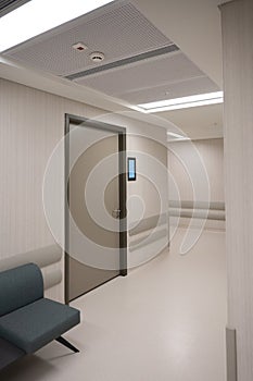 Hospital Hallway Door with Seating Area