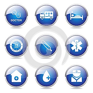 Hospital Health Blue Vector Button Icon Set 2