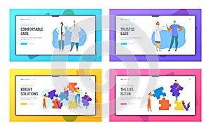 Hospital Healthcare Staff, Doctors, Surgeon Characters, People Group Set Up Puzzle Pieces. Website Landing Page Set