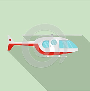 Hospital helicopter icon, flat style