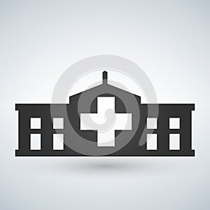 Hospital icon cross building isolated human medical view.