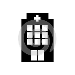 Hospital icon cross building isolated human medical view. Trendy Flat style for graphic design, logo, Web site, social