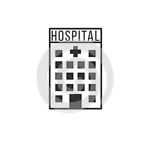 Hospital icon with cross, medical building. Stock Vector illustration isolated on white background