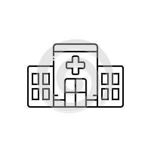 Black line icon for Hospital, building and dispensary photo