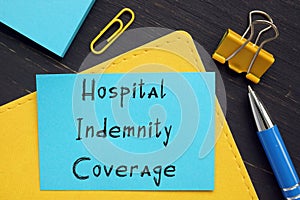 Hospital Indemnity Coverage inscription on the sheet
