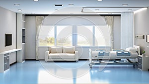 Hospital interior in recovery or inpatient room