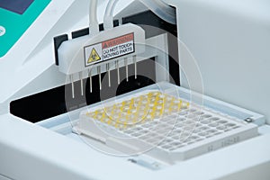 Hospital laboratories, automatic biochemical analyzer, laboratory concept, macro