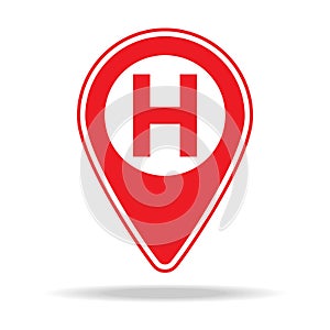 hospital map pin icon. Element of warning navigation pin icon for mobile concept and web apps. Detailed hospital map pin icon can