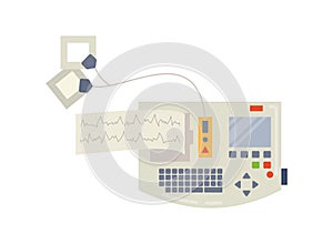 Hospital medical equipment electrocardiograph machine vector cartoon isolated