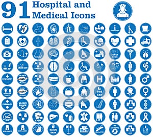 Nemocnice a zdravotné ikony 