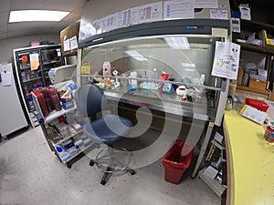 Hospital microbiology lab safety hood with culture equipment