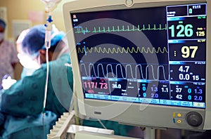 Hospital operating theatre with ECG machine