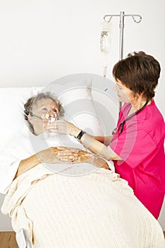 Hospital Patient Gets Oxygen