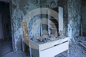 Hospital in Pripyat city abandoned after the Chernobyl disaster