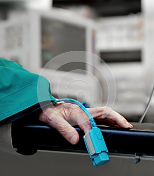 Hospital pulse oxymeter photo