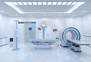 Hospital radiology room with mri scanner and x-ray machine