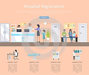 Hospital Registration Desk Vector Illustration