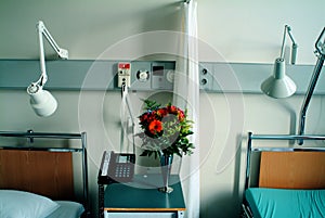 Hospital room with beds