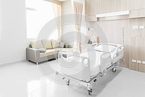 Hospital room with beds and comfortable medical equipped in a mo