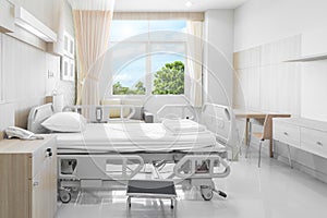 Hospital room with beds and comfortable medical equipped in a mo