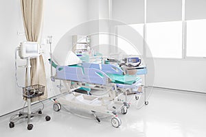 Hospital room with beds and comfortable medical equipped in a mo