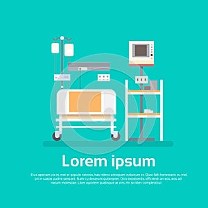 Hospital Room Interior Intensive Therapy Patient Ward Equipment Banner With Copy Space