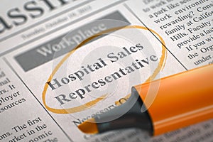 Hospital Sales Representative Wanted. 3D Illustration.