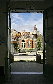 Hospital Sant Pau Barcelona through window
