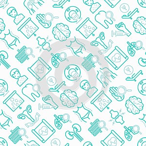 Hospital seamless pattern with thin line icons