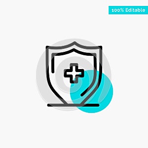 Hospital, Sign, Board, Shield turquoise highlight circle point Vector icon