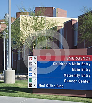 Hospital sign at main entrance
