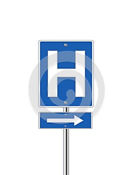 Hospital sign on white photo