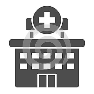 Hospital solid icon. Clinic vector illustration isolated on white. Building glyph style design, designed for web and app photo