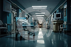 hospital staff and patient walking by in hallway