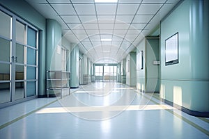 Hospital surgery corridor. Medical hospital corridor room. 3D illustration