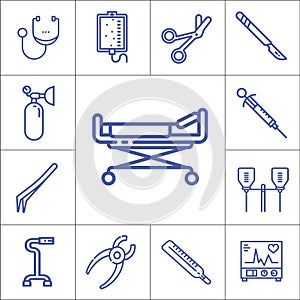 Hospital tools or accessories linear vector icon s