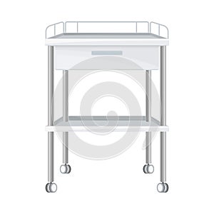 Hospital Trolley or Wheeled Medical Cart for Carrying Medicines Vector Illustration