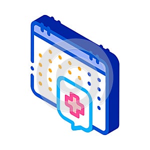 Hospital visit calendar isometric icon vector illustration