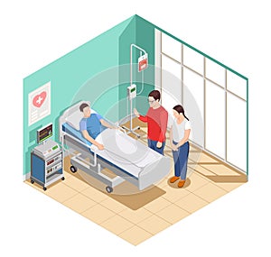 Hospital Visit Friends Isometric Composition