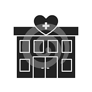 Hospital volunteering black glyph icon. 24 hours support sign. Palliative help.Outline pictogram for web page, mobile