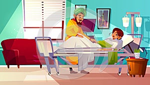 Hospital ward Indian patient vector illustration